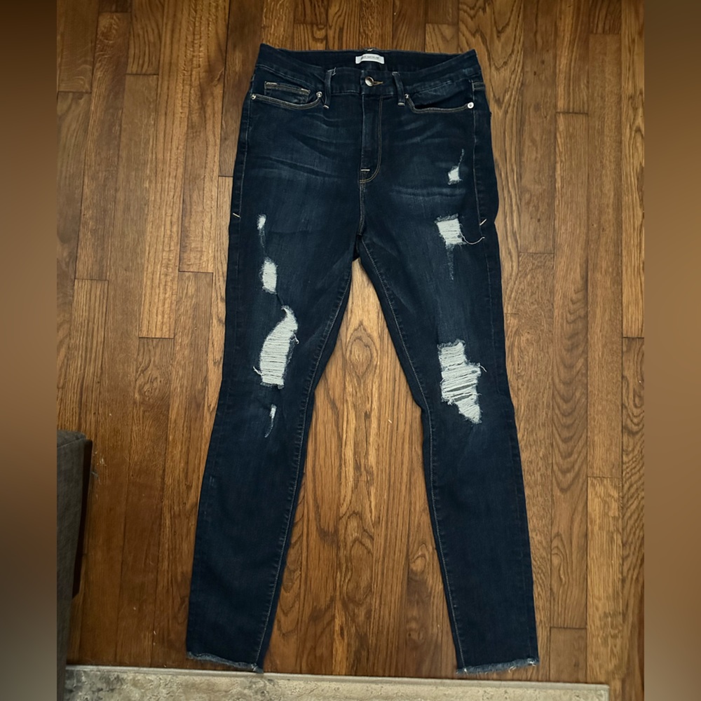 Good American “Good Legs” Jeans Distressed High Rise Sz 12/31 MSRP $198
